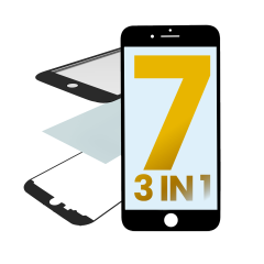 Glass With Frame & OCA Pre-Installed For iPhone 7 (Black) (Premium / 3 in 1) (2 Pack)