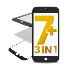 Glass With Frame & OCA Pre-Installed For iPhone 7 Plus (Black) (Premium / 3 in 1) (2 Pack)