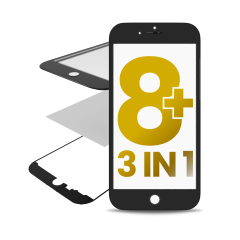 Glass With Frame & OCA Pre-Installed For iPhone 8 Plus (Black) (Premium / 3 in 1) (2 Pack)