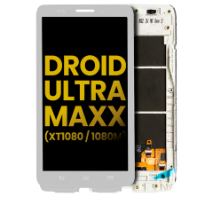 LCD Assembly With Frame For Motorola Droid Ultra (XT1080 / 2013) / Droid Maxx (XT1080M / 2013) (Refurbished) (White)
