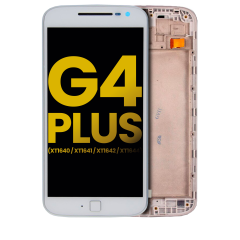 LCD Assembly With Frame For Motorola Moto G4 Plus (XT1640 / XT1641 / XT1642 / XT1644 / 2016) (Refurbished) (White)