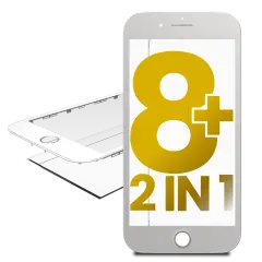 Glass With Frame Pre-Installed For iPhone 8 Plus (White) (Premium / 2 in 1) (2 Pack)