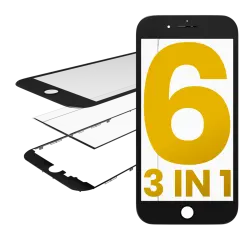 Glass With Frame & OCA Pre-Installed For iPhone 6 (Black) (Premium / 3 in 1) (2 Pack)