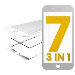 3 in 1 (Glass With OCA Pre-Installed + Frame) For iPhone 7 (OCA Master) (2 Pack) (White)